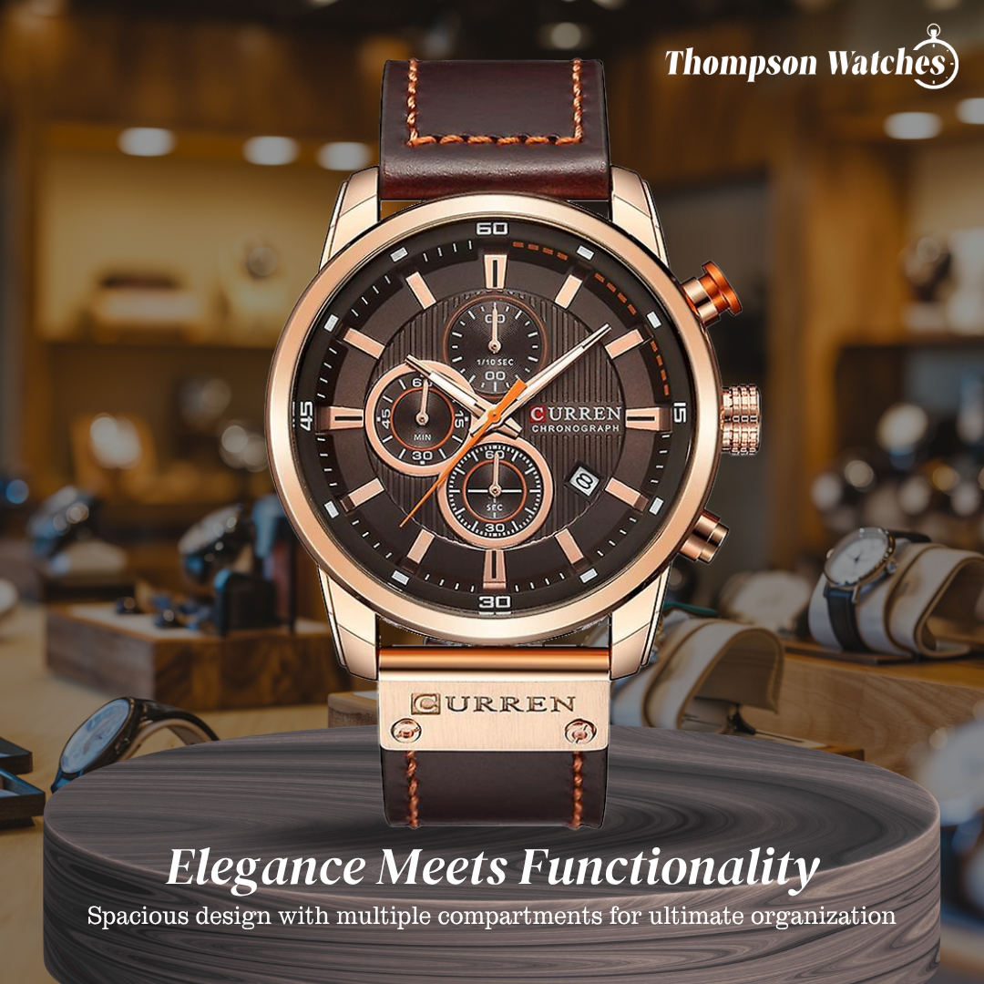 Jacob | Stylish Men’s Chronograph Watch with Brown Leather Strap | 47mm