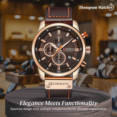 Jacob | Stylish Men’s Chronograph Watch with Brown Leather Strap | 47mm
