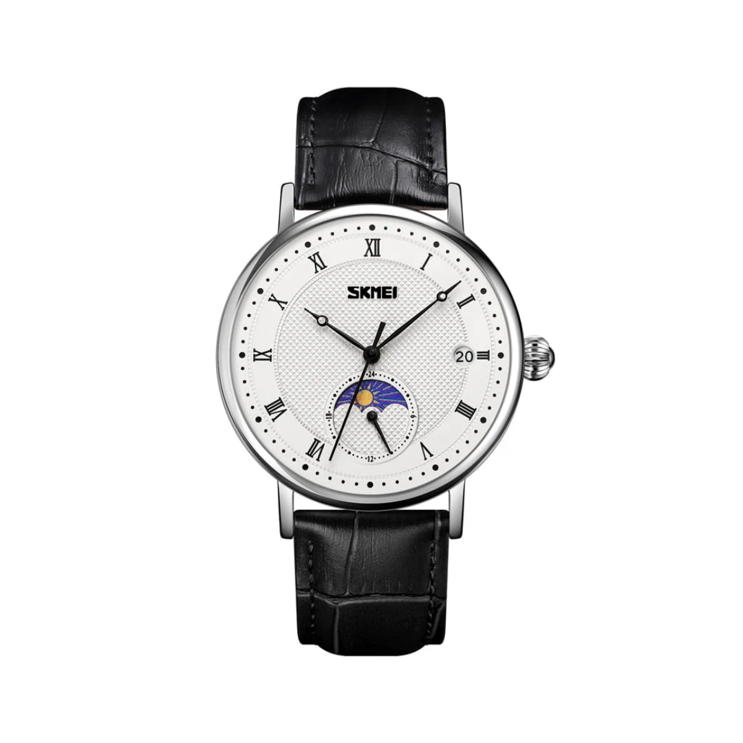 Stainless Steel Crystal Moon Phase Watch