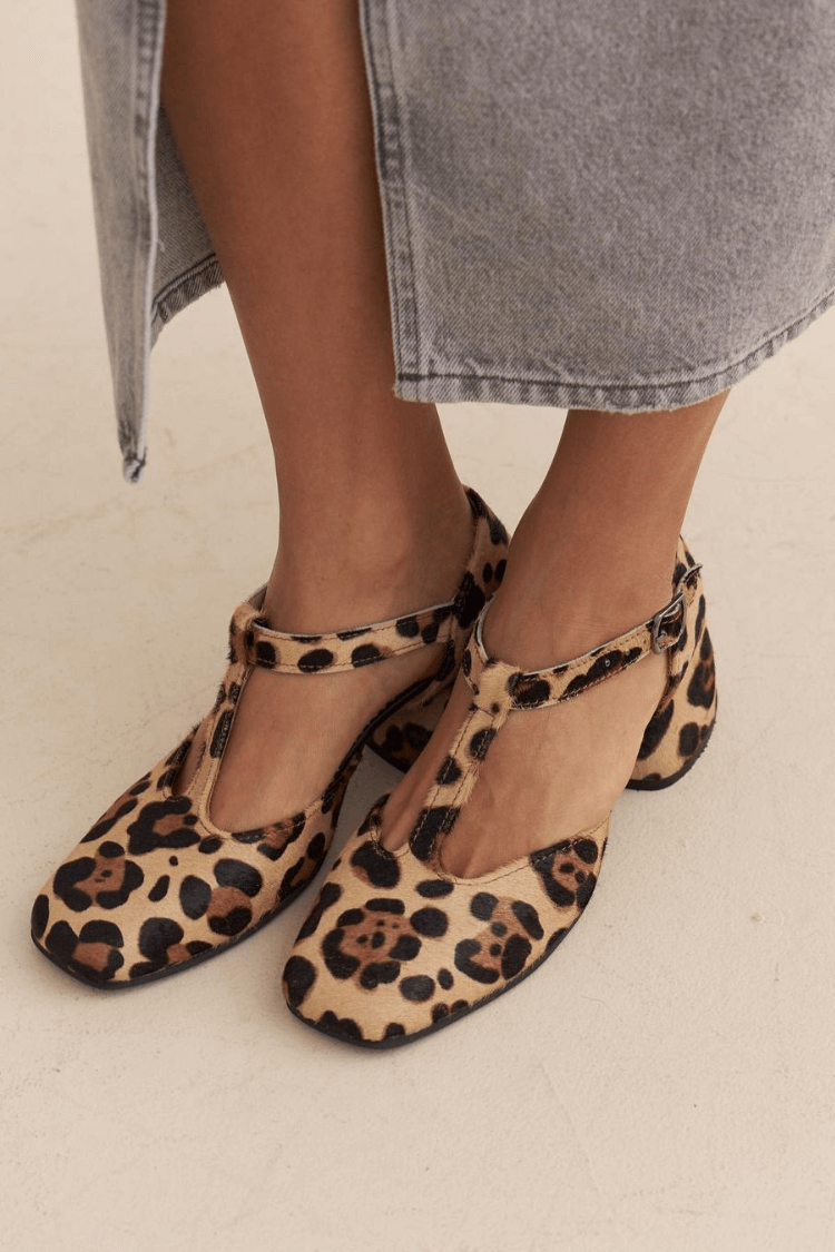 NORTHLINE STUDIO | LEOPARD T-STRAP BLOCK HEELS