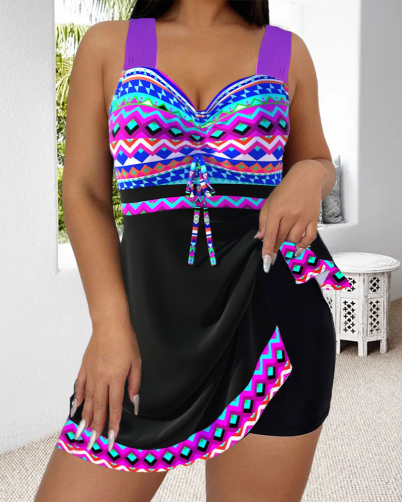 Teodora – Drawstring Tankini with Striped Print