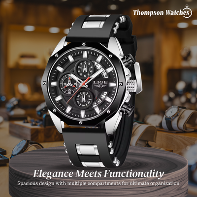 Dean | Men's Silicone Strap Sports Chronograph Quartz Watch | 35mm