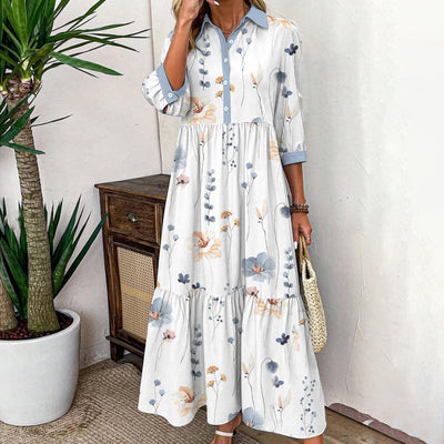 Lily-Mae | Elegant Floral Button-Up Midi Dress