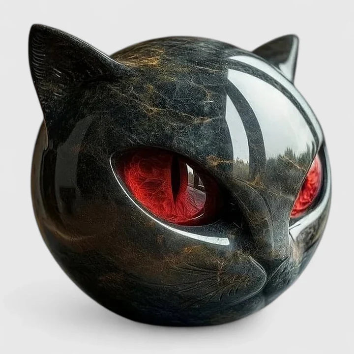 Lyzandra | Mystic Black Cat Head Sculpture