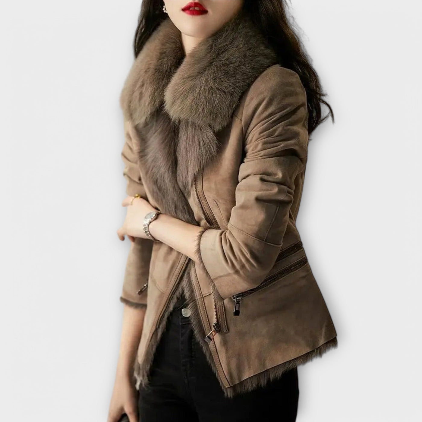 NORTHLINE STUDIO | Shearling Jacket with Fur Collar