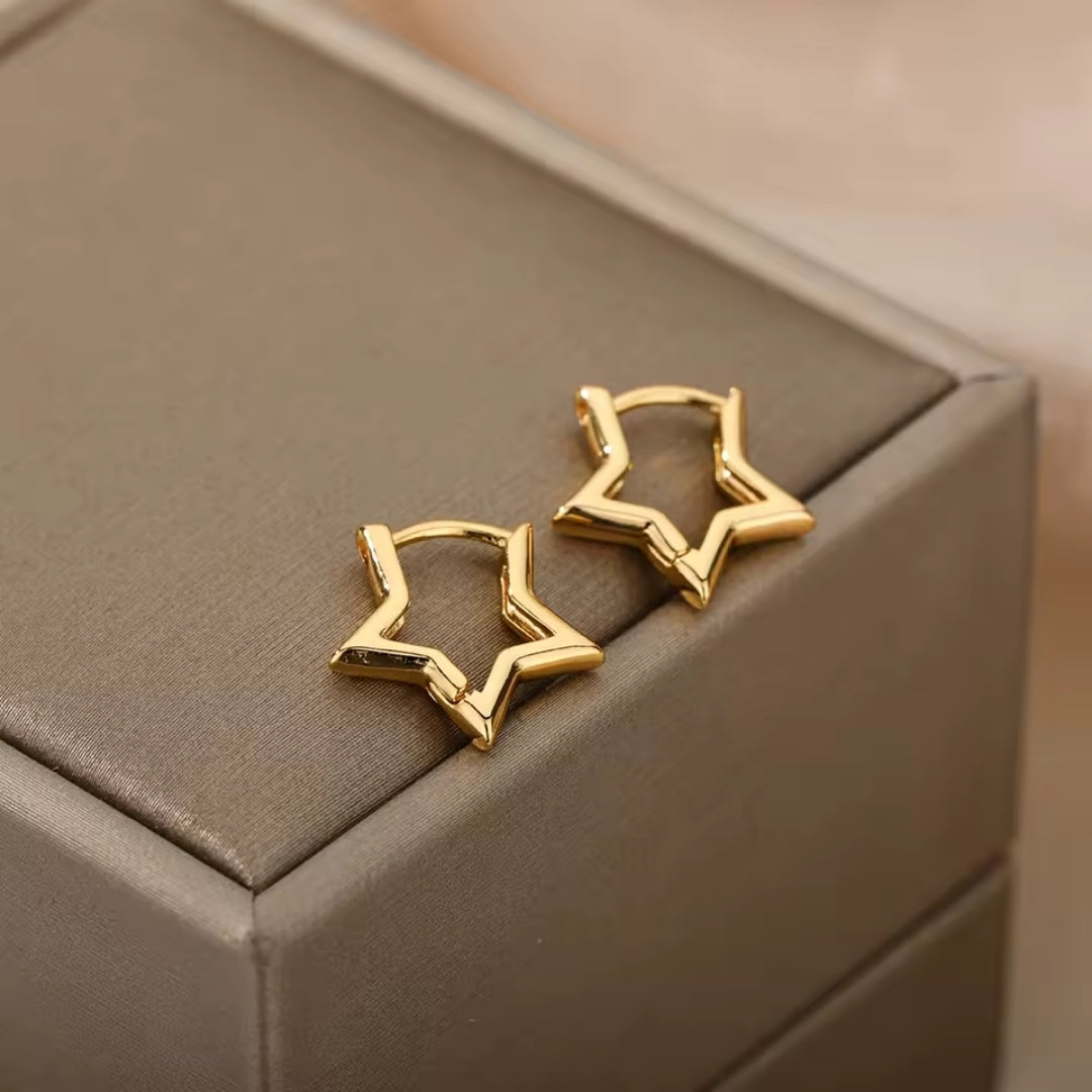 Hollow Star Gold Earrings