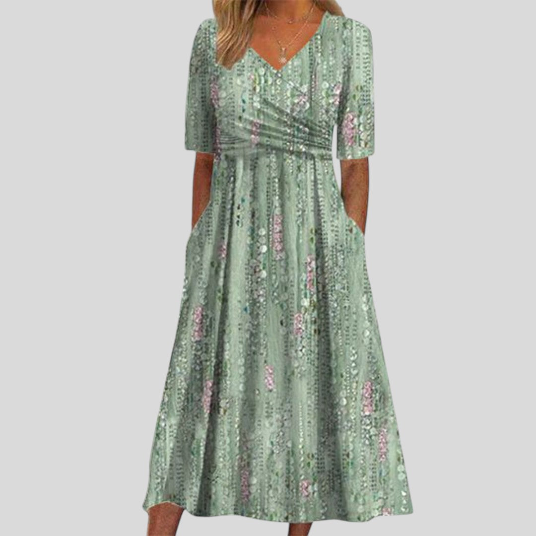 Pristine | Floral Print High-Waist A-Line Dress