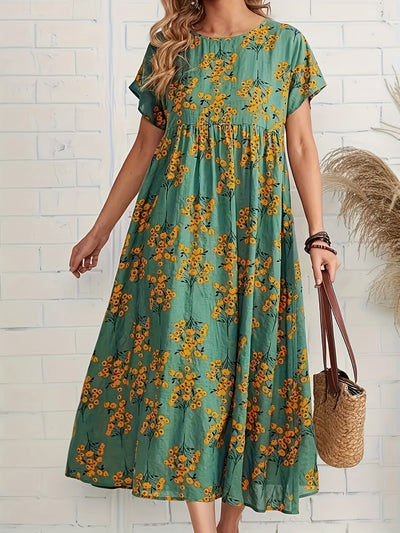 Maya | Green Blossom Midi Dress