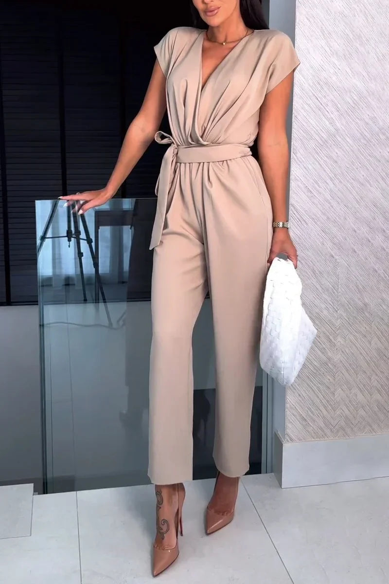 Maryana™ | Short Sleeve V-Neck Jumpsuit