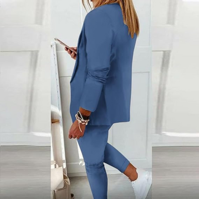 Onyx - Slim Fit Solid Color Blazer & Tapered Pants Set