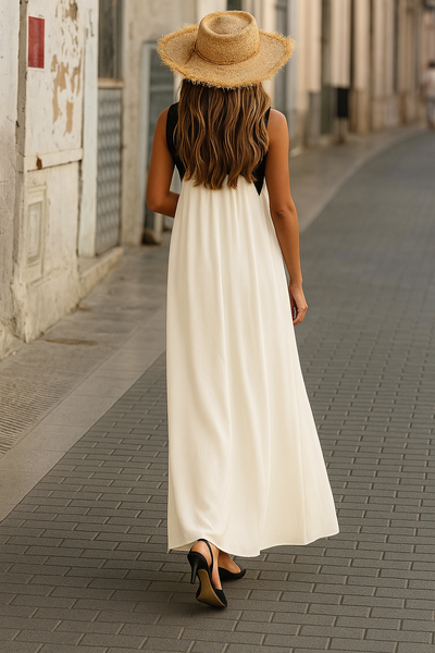Clara | Two-Tone Halter Maxi Dress