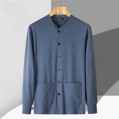 Men’s Cardigan – 100% Cotton Knit – Slim Fit – Button Front – Ribbed Trim