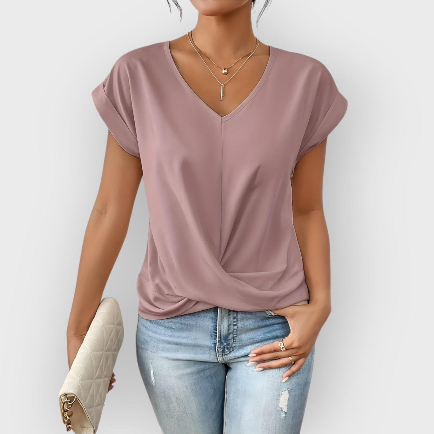 Maia -  V-Neck Tie Front Top