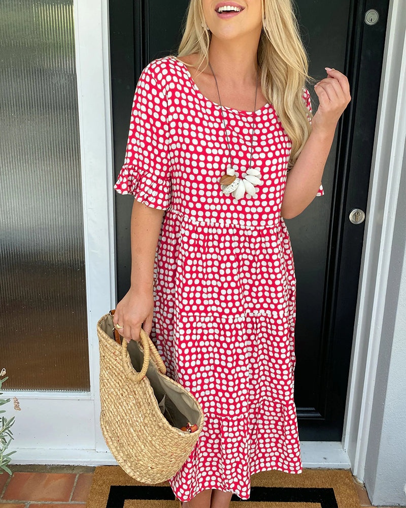 Rhea - Vintage-Inspired Polka Dot Midi Dress