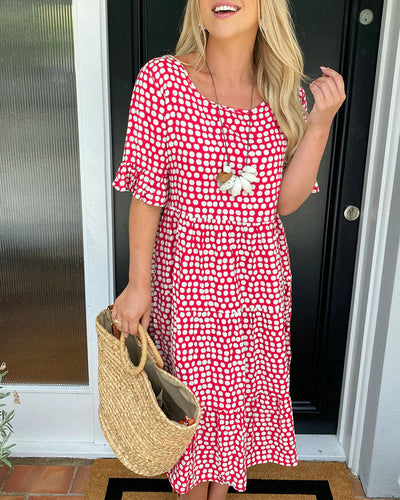 Rhea - Vintage-Inspired Polka Dot Midi Dress
