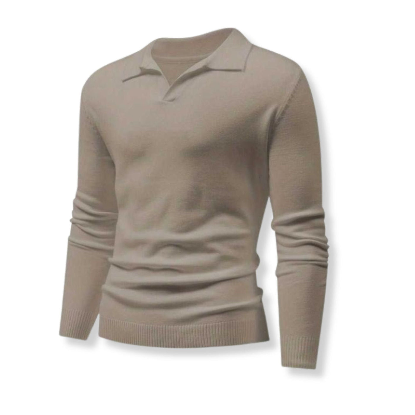 Long Sleeve Knitted Ivory Polo