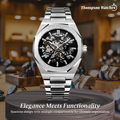 Luca | Intricate Skeleton Movement Bold Brushed Steel Watch