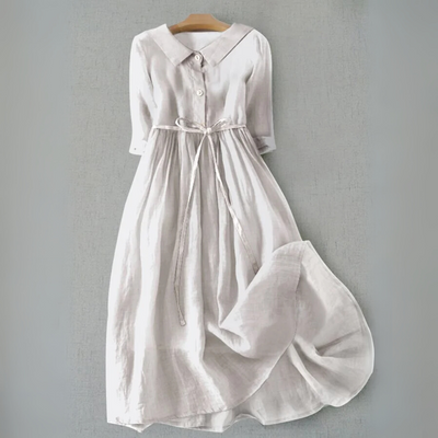 Lux - Elegant Short Sleeve Dress with Waist Ties