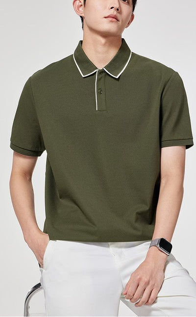 Men's Polo Shirt - Button Closure - Short Sleeves - Classic Collar