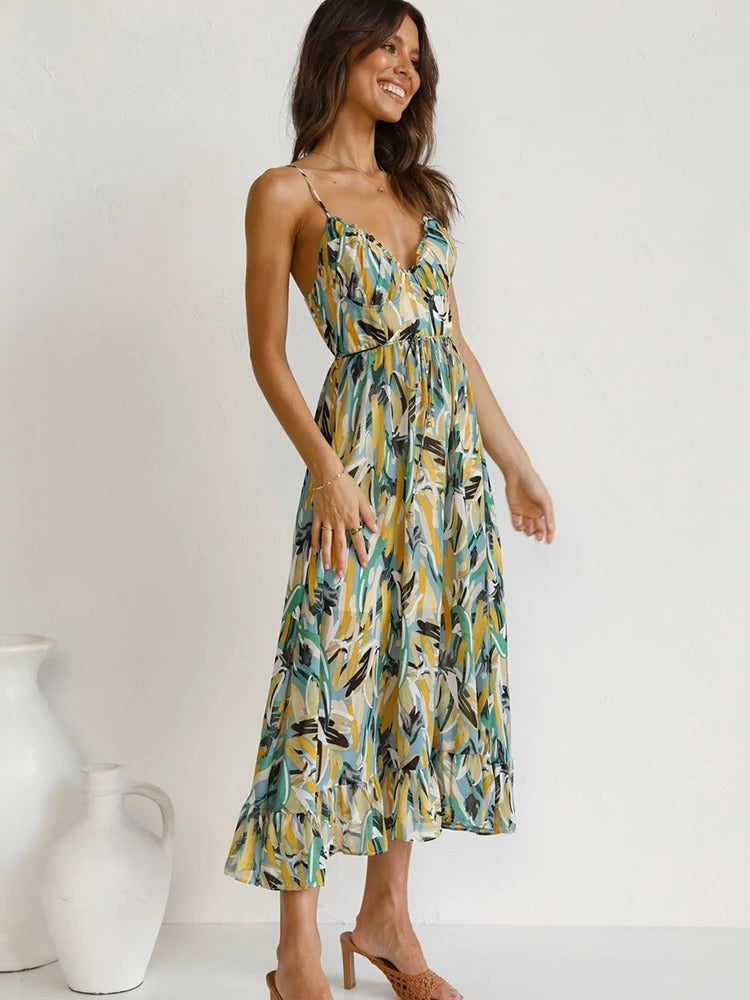 Emily™ | Floral Long Dress with Strap