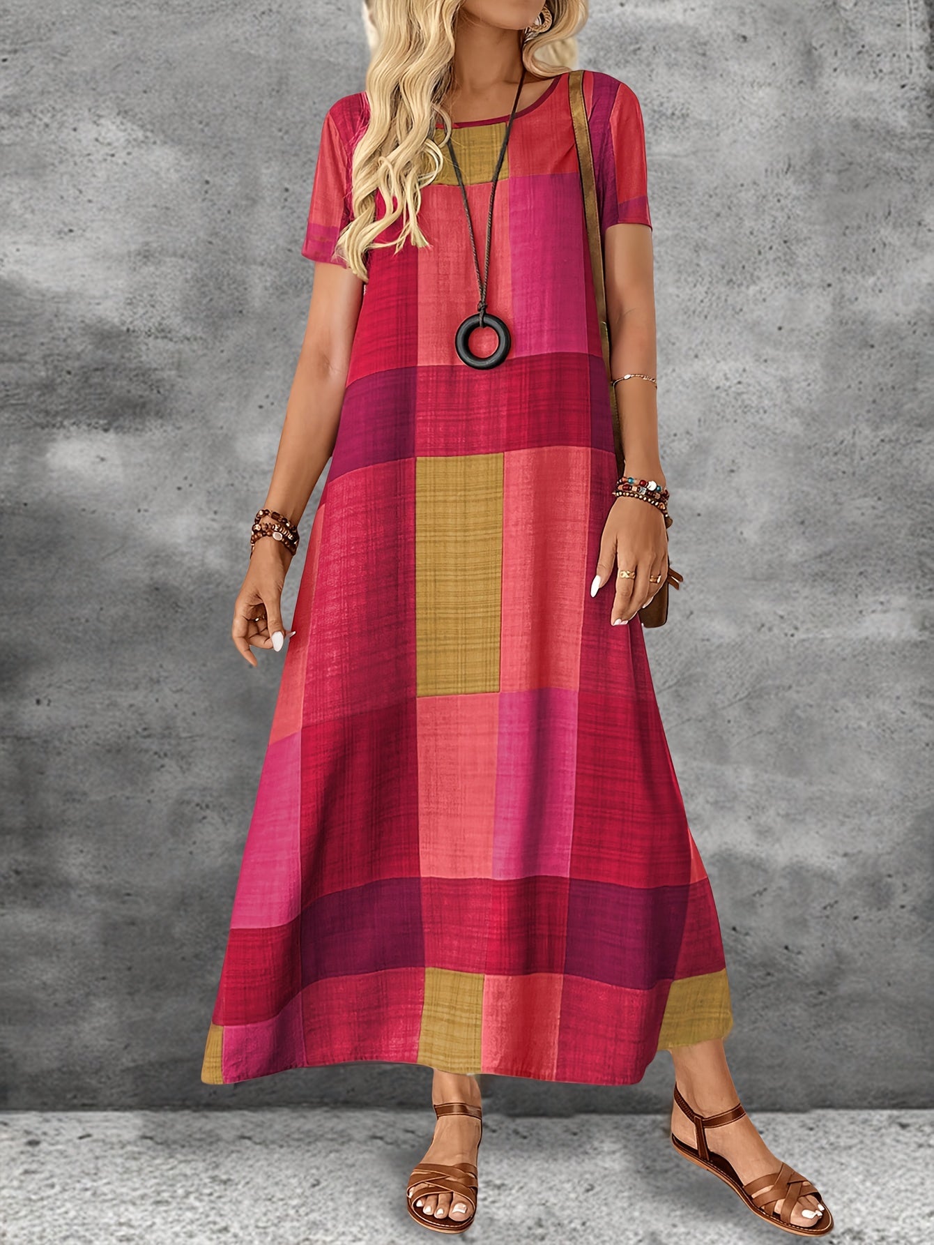 Clara | Vibrant Plaid Maxi Dress