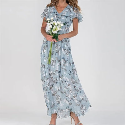 Kaylee | Floral Flutter-Sleeve Maxi Dress