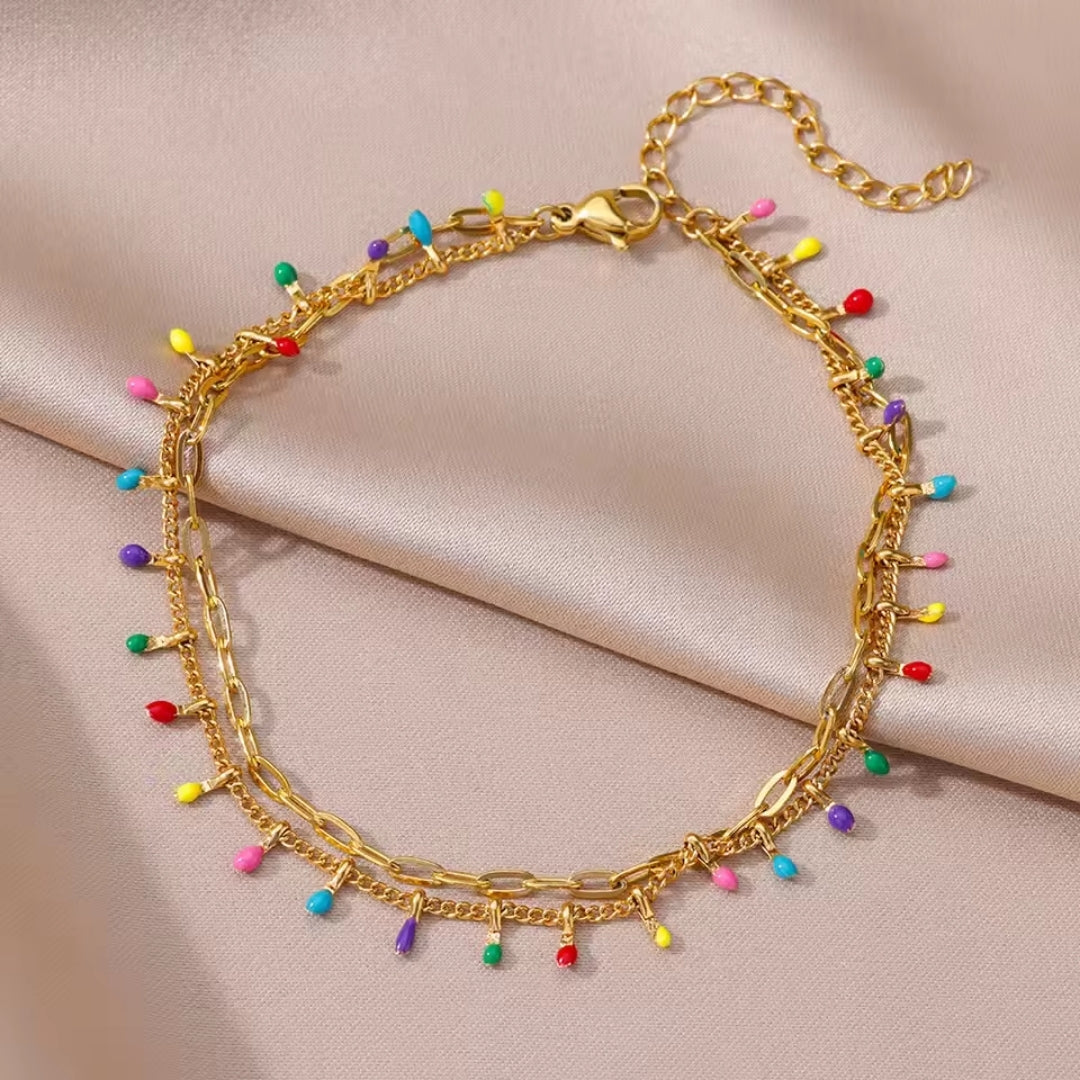 Colorful Crystals Golden Bracelet