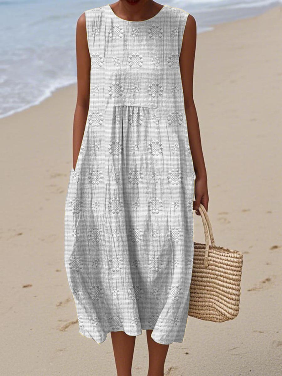 Gracelyn | Breezy Embroidered Sleeveless Beach Dress