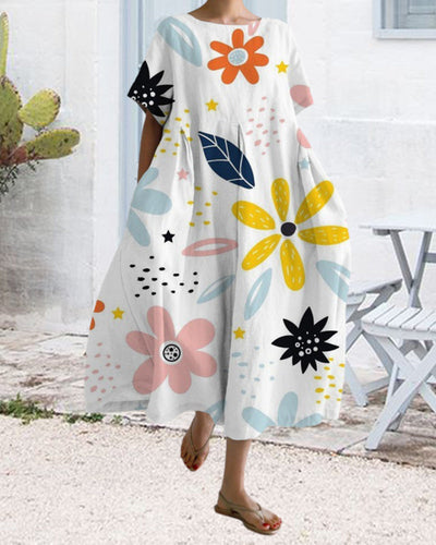 Ruzana™ | Loose Printed Dress With Short Sleeves