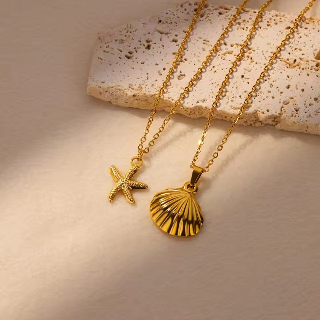 Ocean Pendant Golden Necklace