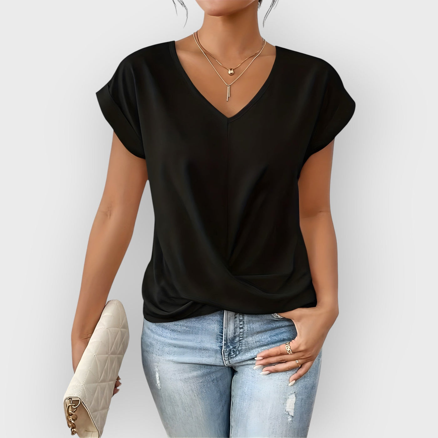 Maia -  V-Neck Tie Front Top
