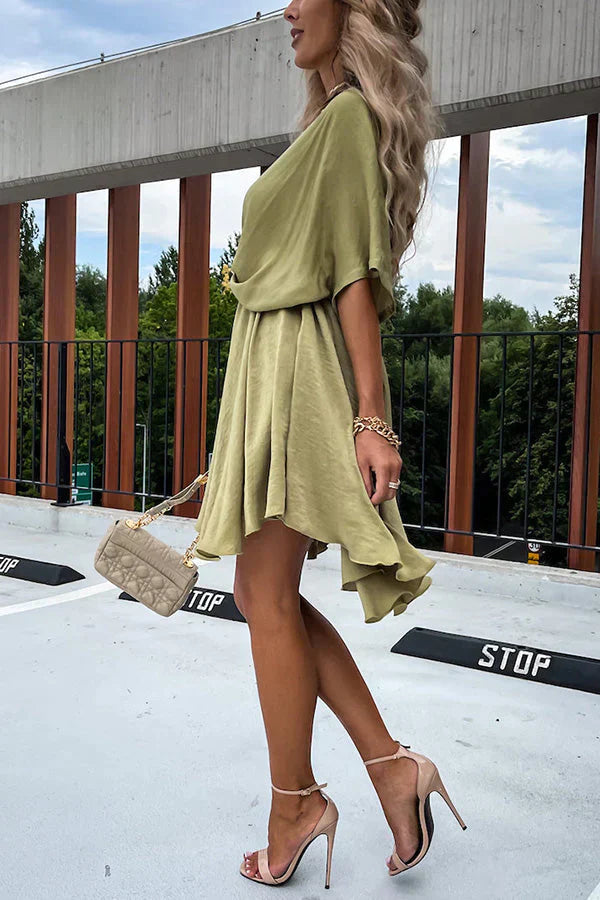 Avencea | Satin Mini Dress with Short Sleeves