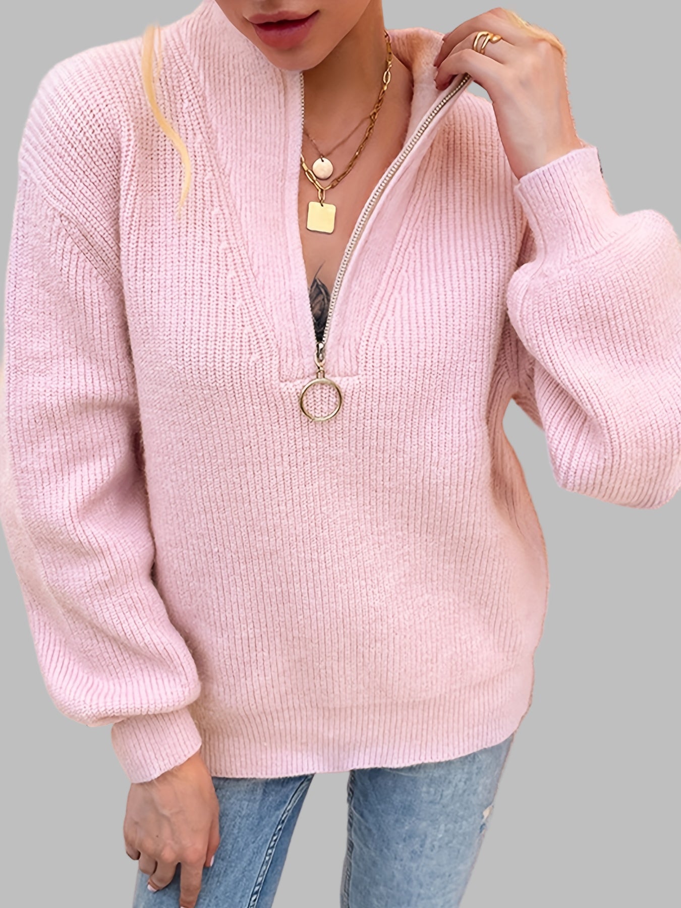 Faye | Casual Zip Front Sweater