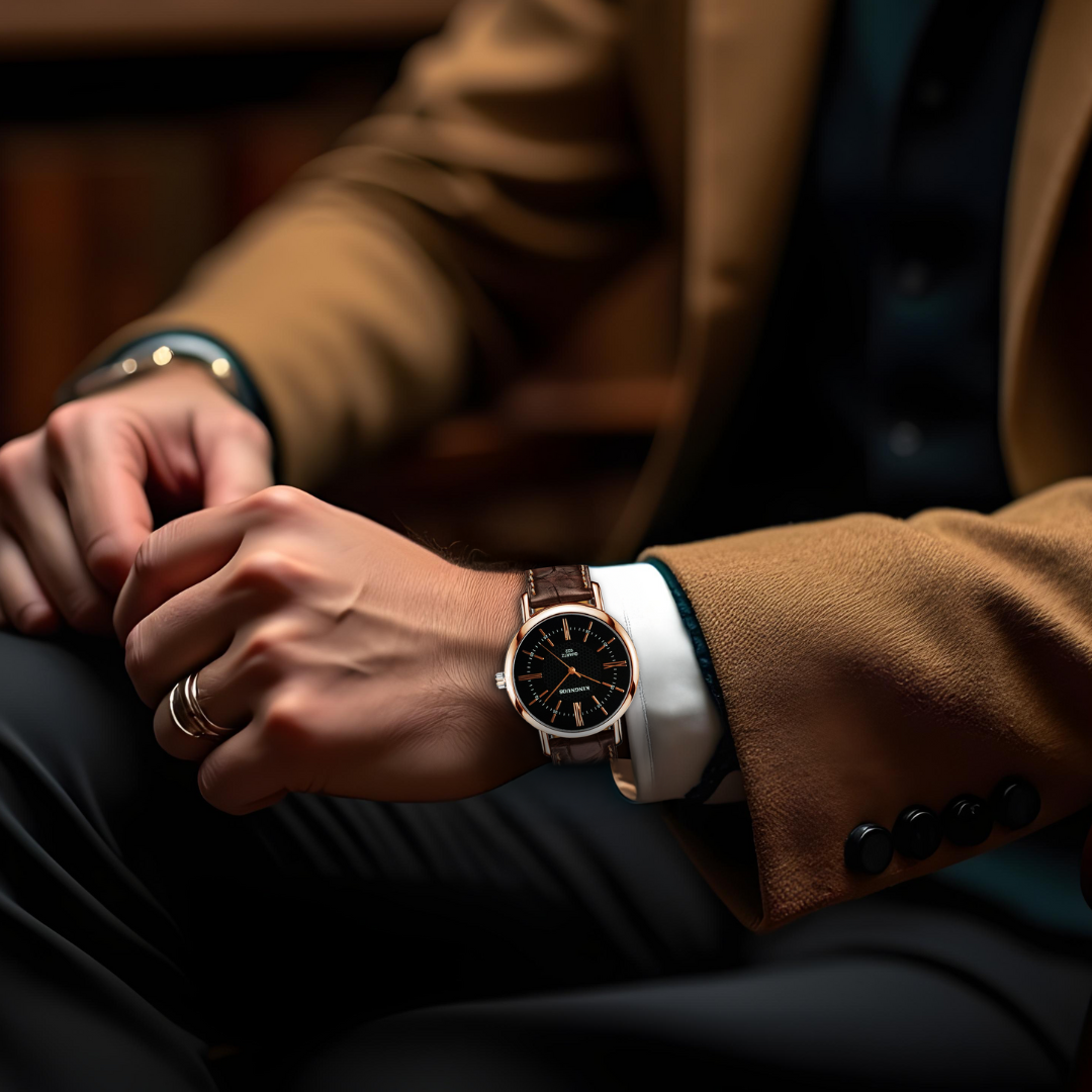 Leather Strap Quartz Wristwatch