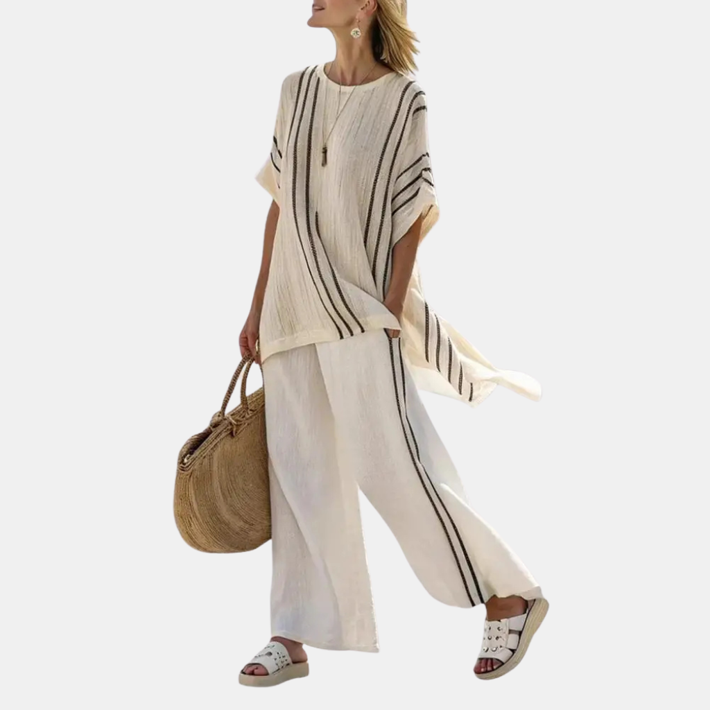 Camila | Bamboo Linen Stripe Set