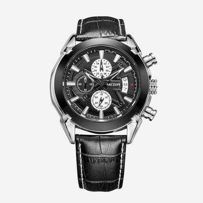 Jaxon | Sophisticated Leather Finish Bold Chronograph Watch