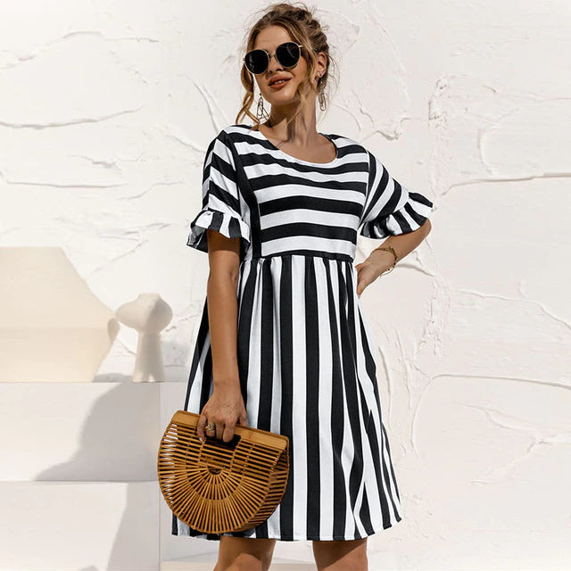 Avencea - Stylish Striped Midi Dress