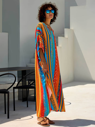 Layla | Vibrant Striped Boho Maxi Dress