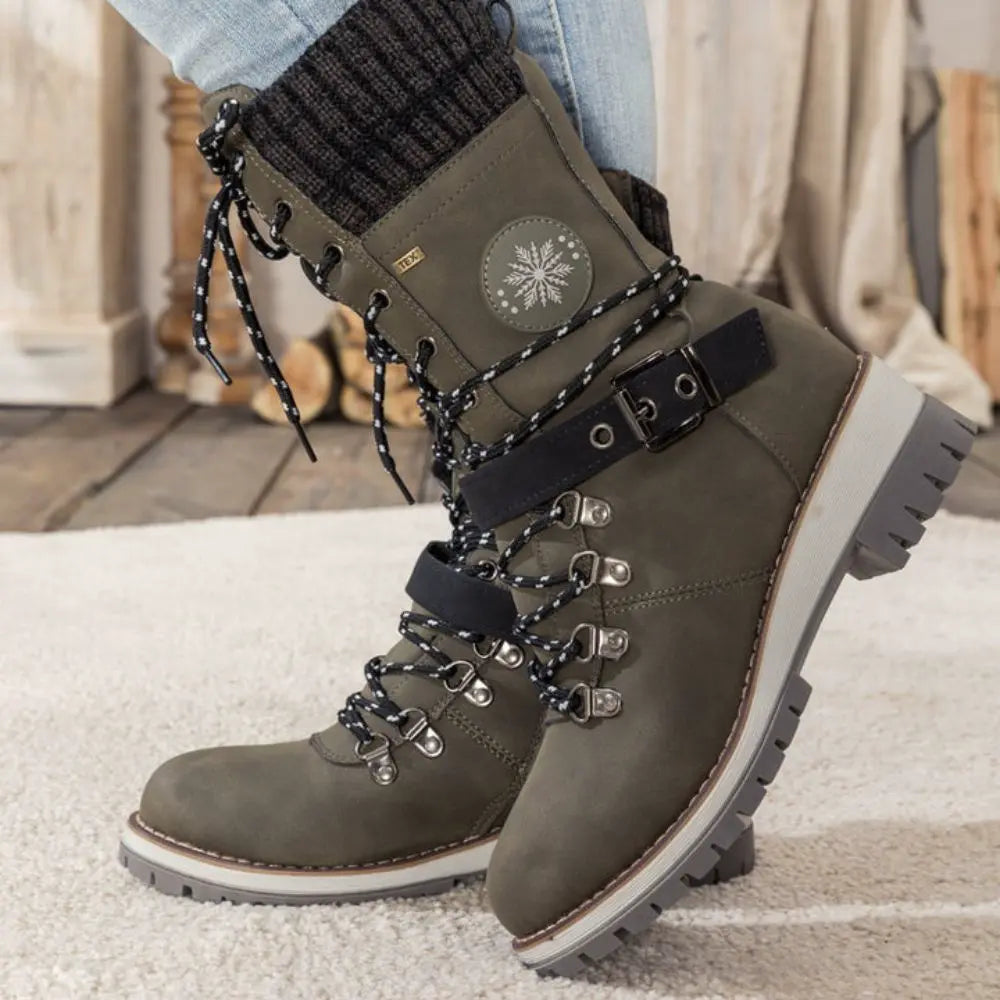 Women’s Mid-Calf Boots – Structured Fit – Cushioned Support – Lace-Up Outdoor Wear