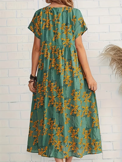 Maya | Green Blossom Midi Dress