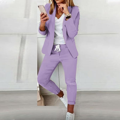 Onyx - Slim Fit Solid Color Blazer & Tapered Pants Set