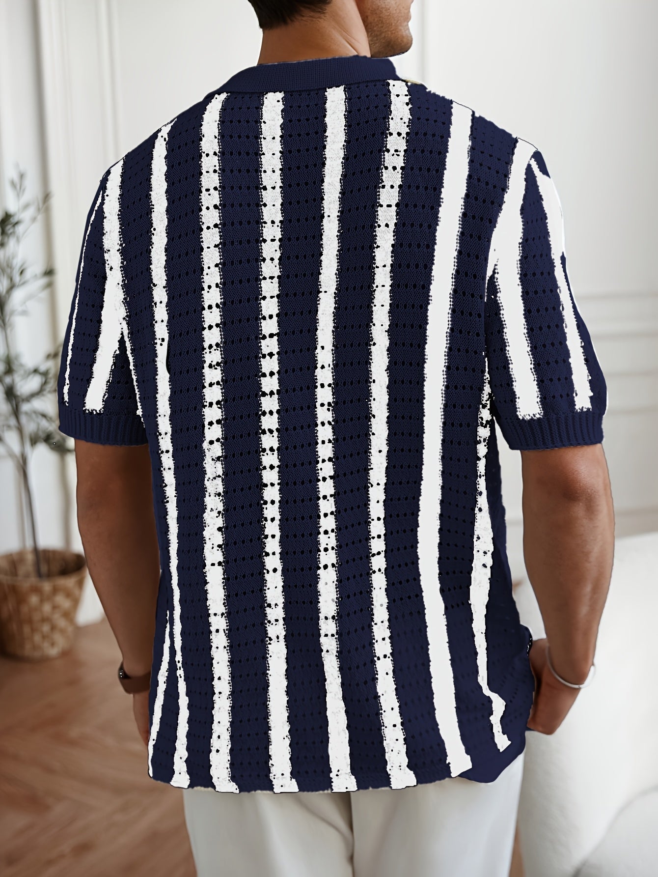 Fiorenzo D'Amico Knit Striped Button-Up Shirt