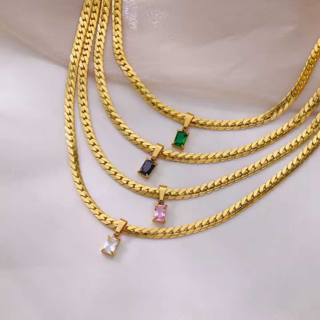 Layered Crystal Gold Necklace