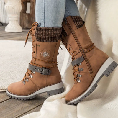 Women’s Mid-Calf Boots – Structured Fit – Cushioned Support – Lace-Up Outdoor Wear