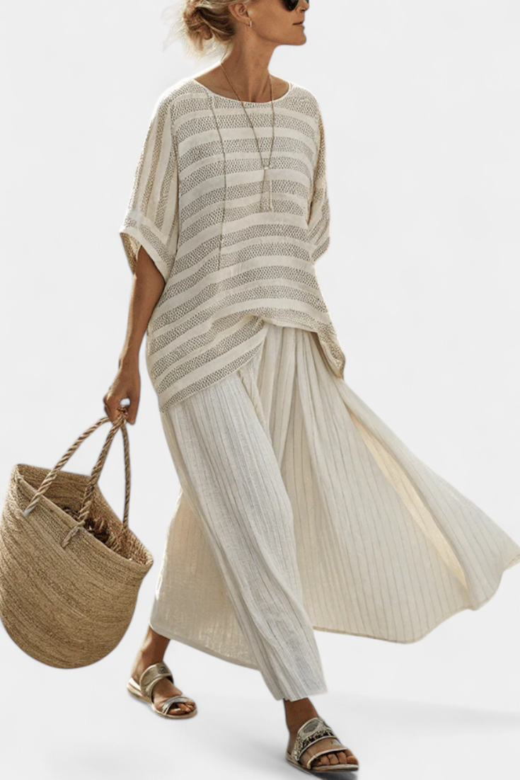 Harper | Artisan Stripe Bamboo Linen Set