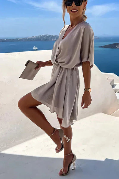 Avencea | Satin Mini Dress with Short Sleeves