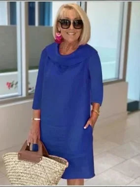 Zerena - Casual Cotton Pile Collar Dress