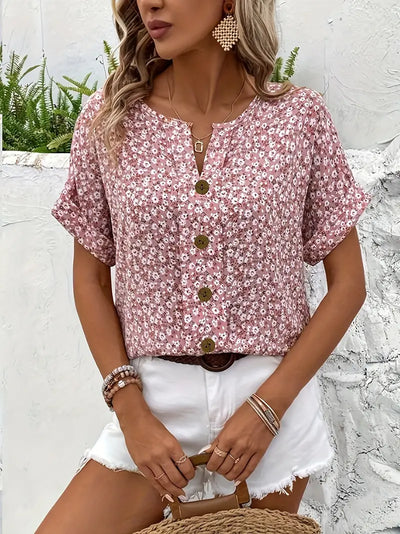 FLORENCE™ - FLORAL PRINT TUMMY-COVER BLOUSE