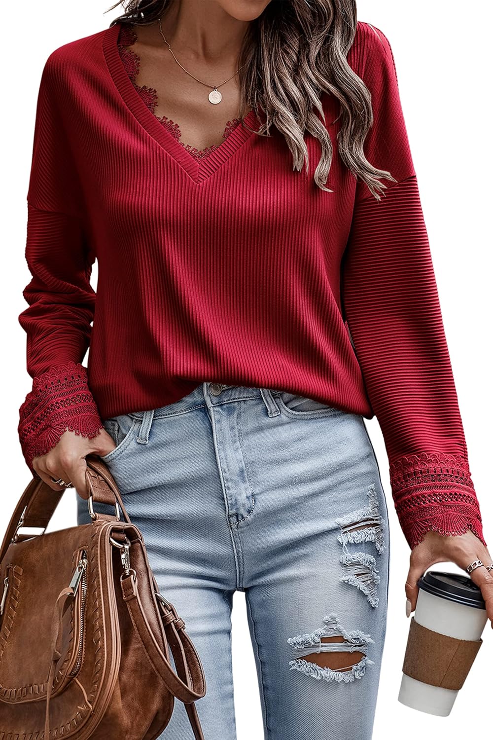 Olivia™ - Stylish V-Neck Long-Sleeved Sweater
