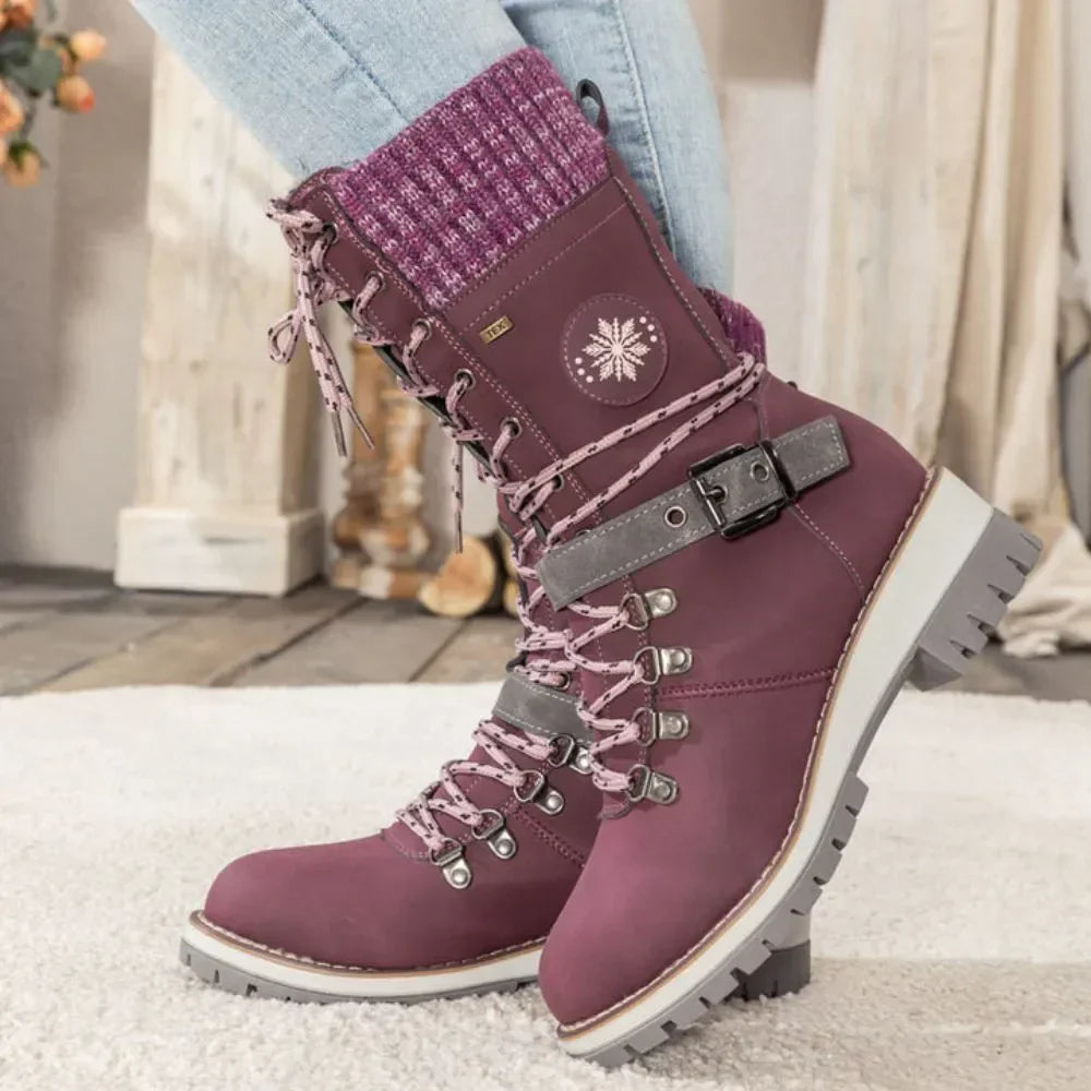 Women’s Mid-Calf Boots – Structured Fit – Cushioned Support – Lace-Up Outdoor Wear